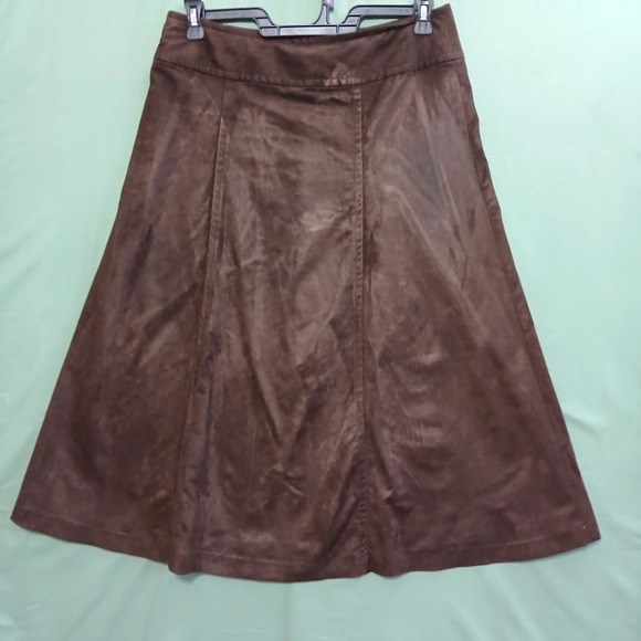 Liz Claiborne Dresses & Skirts - Vintage Liz Claiborne 90s Brown Faux Suede Zip Knee Length Skirt Women's Size 10